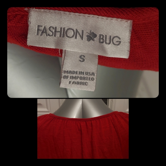 5/$25 fashion bug textured fabric blouse top, red Small, very good condition - Picture 4 of 5